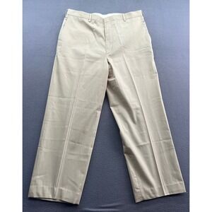 All American Khakis Pants Mens 36x28 Khaki Chino Flat Front Straight Fit Casual